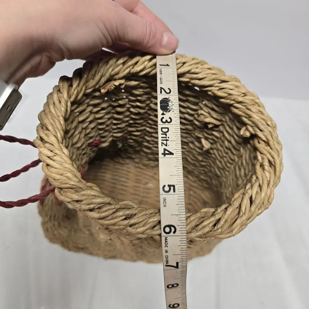 Vintage Boot Shaped Large Wicker Basket Cottage Farmhouse Country Village Rustic